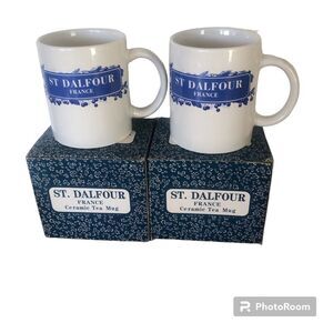 St Dalfour Mug Ceramic Tea Mug France In Box New Blue White